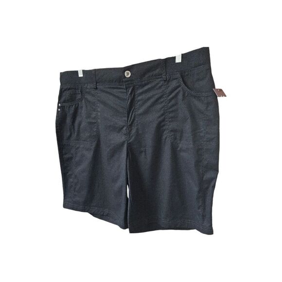 GLORIA VANDERBILT PLUS SIZE KRISTINE BLACK OVERSIZED High rise Cotton Shorts 18W - Picture 3 of 11